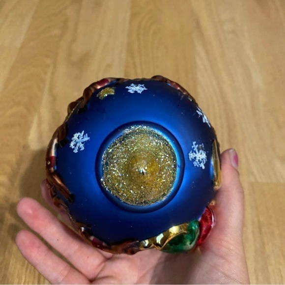 Millennium 2020 Vintage European Blown Glass Ball Ornament Santa Reindeer Blue - Picture 7 of 8